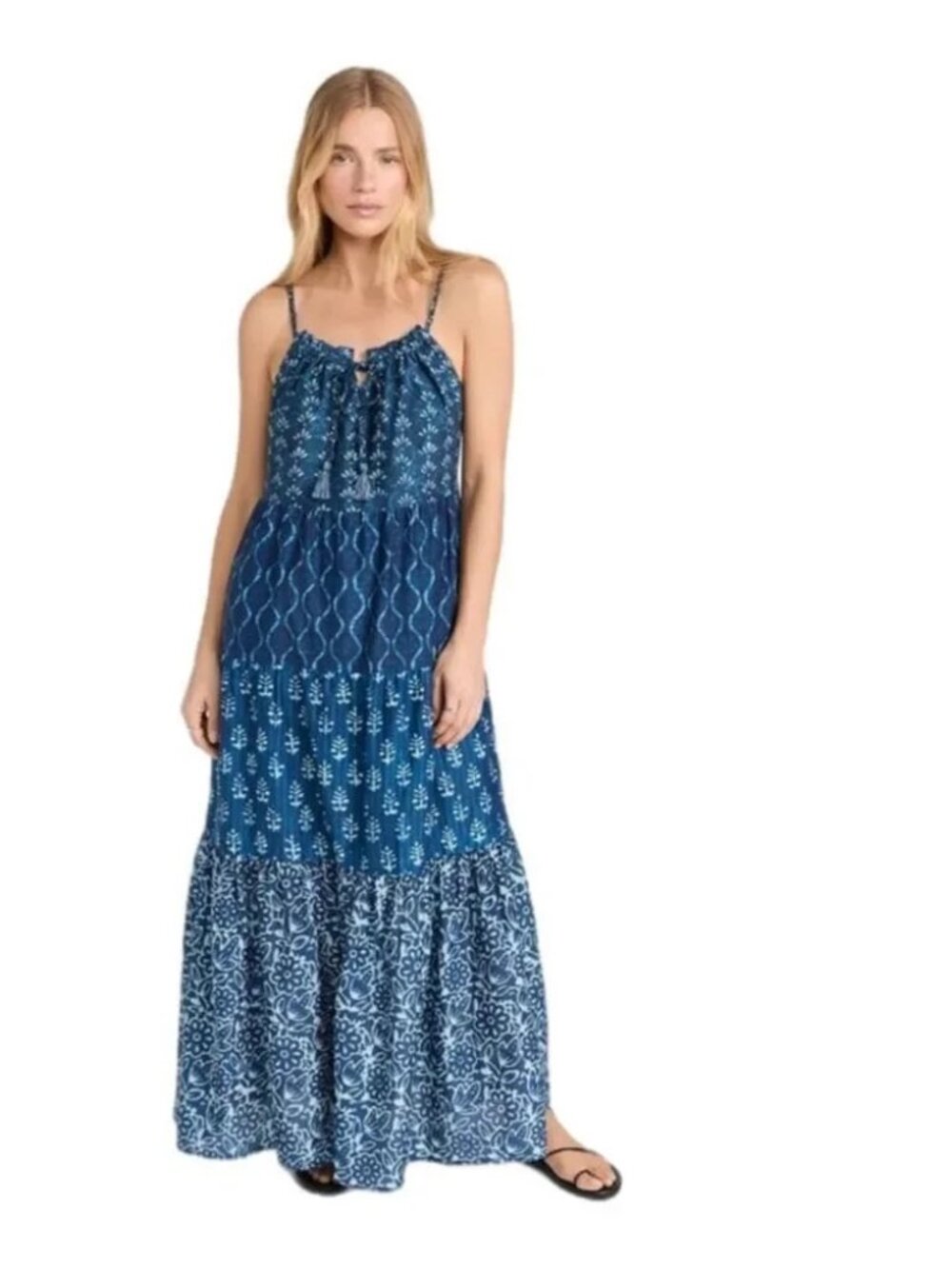 Faherty Shibori Cotton Silk Midi Dress S
